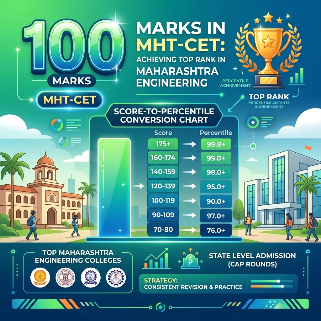 100 Marks in MHT CET 2026 — Percentile and College Guide