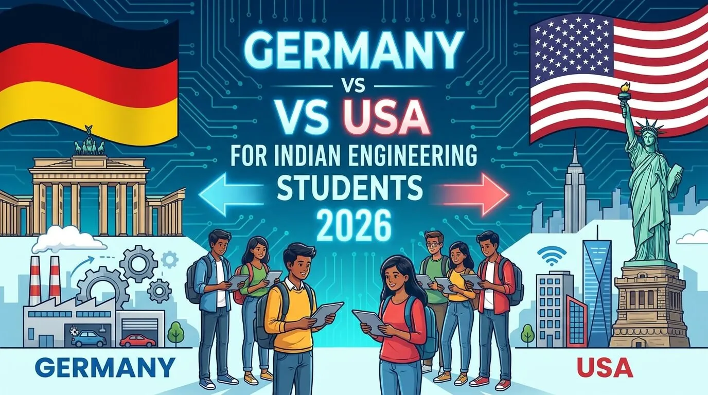 Indian engineering student choosing between Germany and USA study destinations
